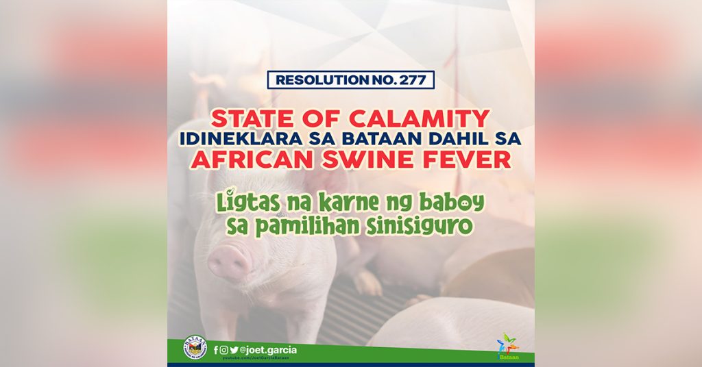 Gov declares state of calamity due to ASF