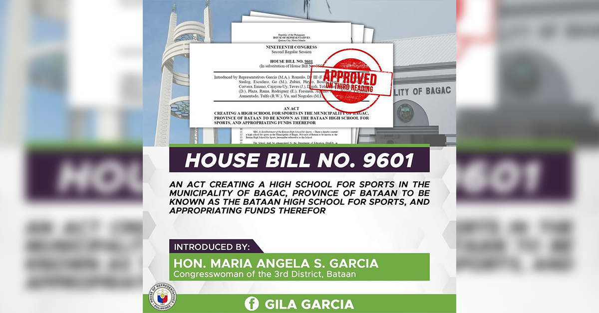 House passes bill to create Bataan High School for Sports