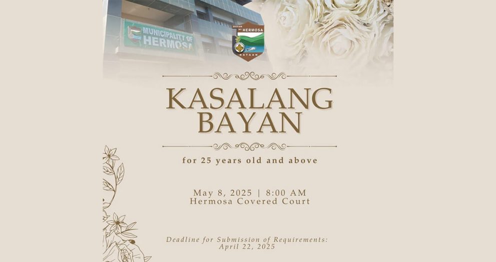 Hermosa, magdaraos ng Kasalang Bayan sa Mayo 8