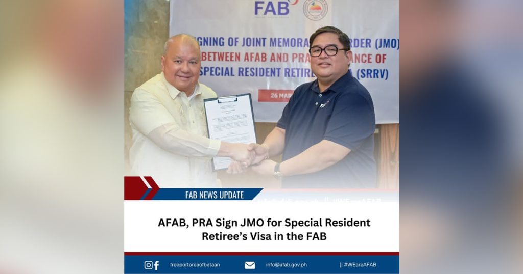 AFAB, PRA sign JMO for Special Resident Retiree’s Visa