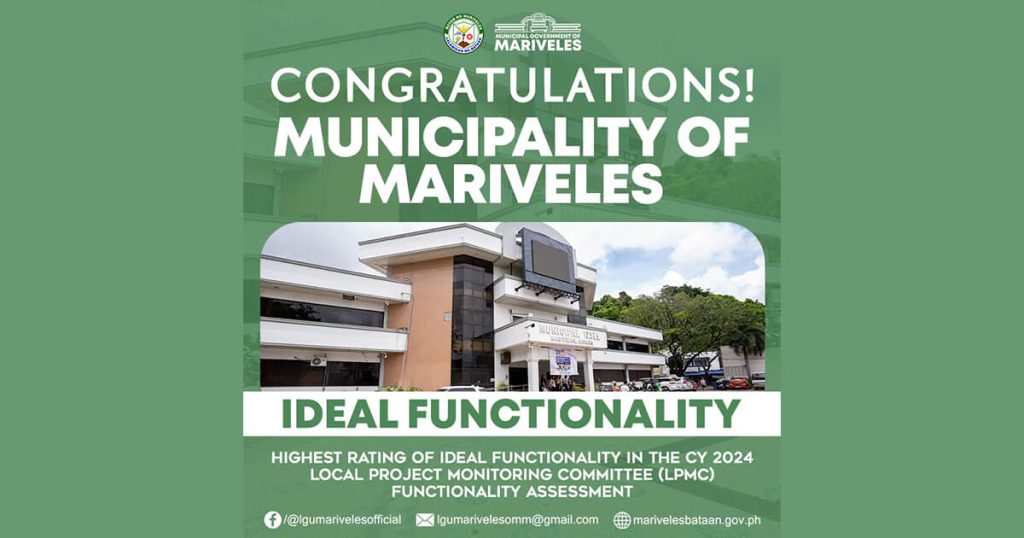 Mariveles Earns Top DILG Rating for Project Monitoring Excellence