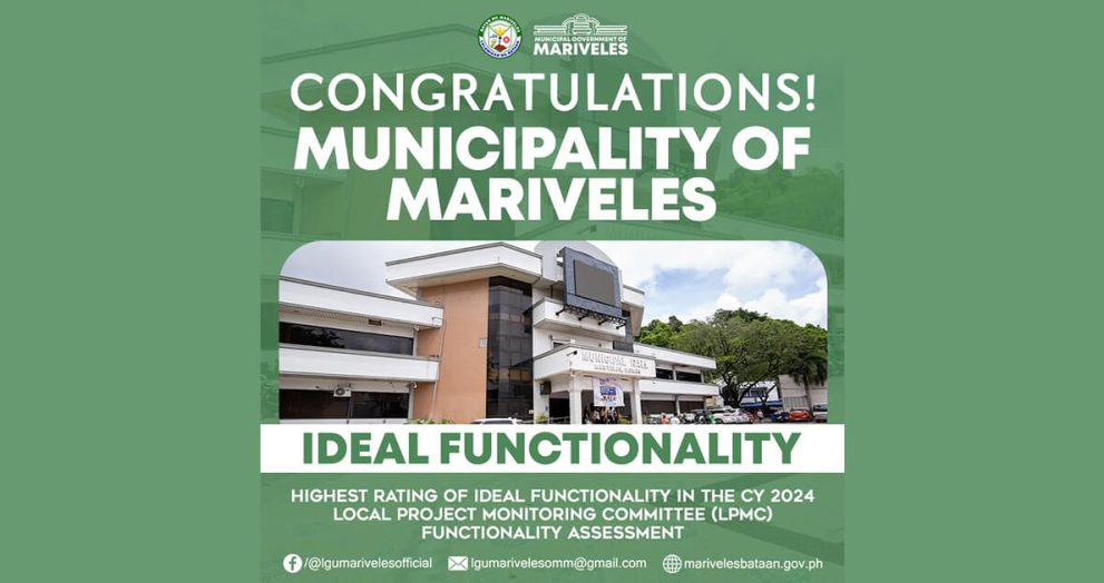 Mariveles Earns Top DILG Rating for Project Monitoring Excellence
