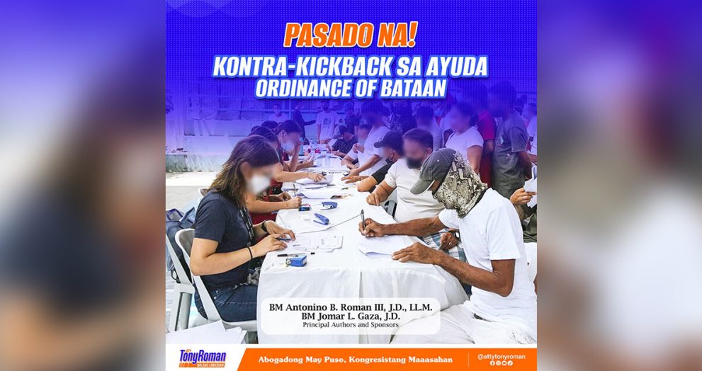 No deductions allowed: Bataan Ordinance prohibits cutting aid from government assistance programs