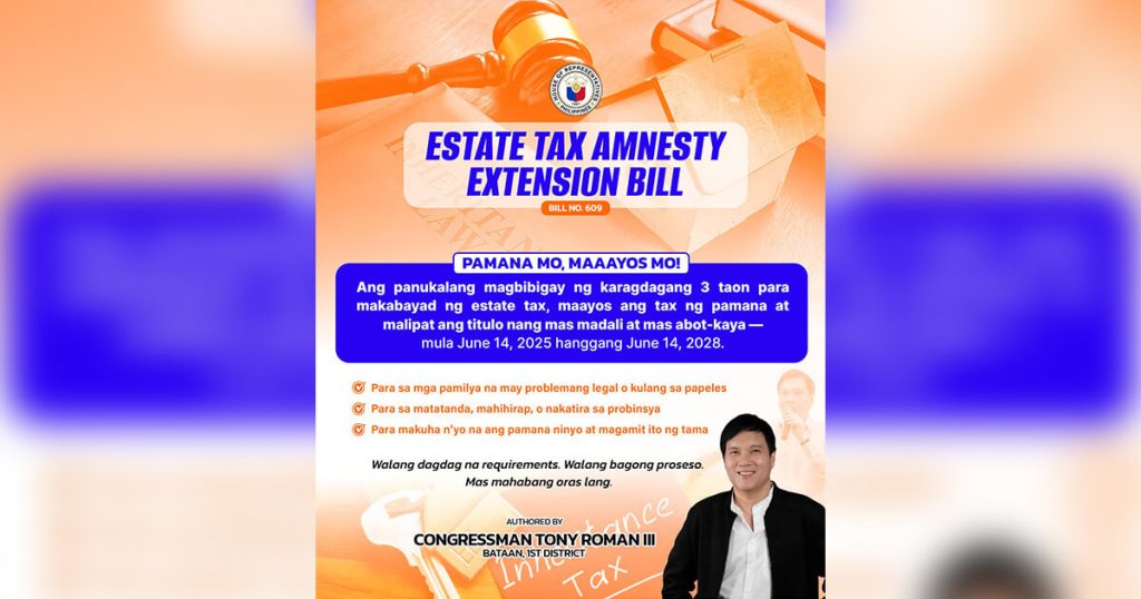 Roman pushes for three-year extension of Estate Tax Amnesty