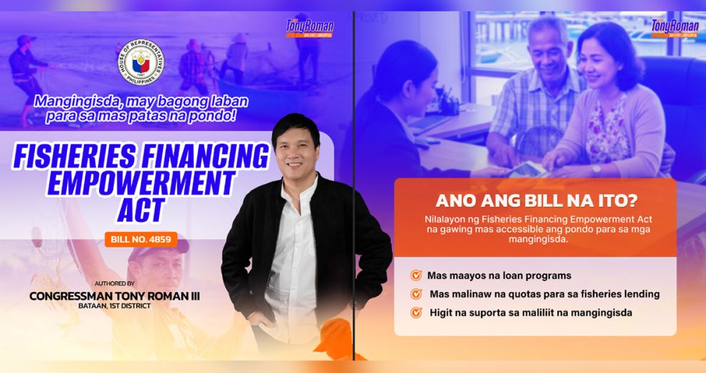 Cong. Roman files fisheries financing empowerment bill