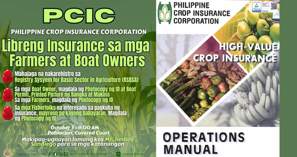 Libreng insurance sa mga magsasaka at may-ari ng bangka