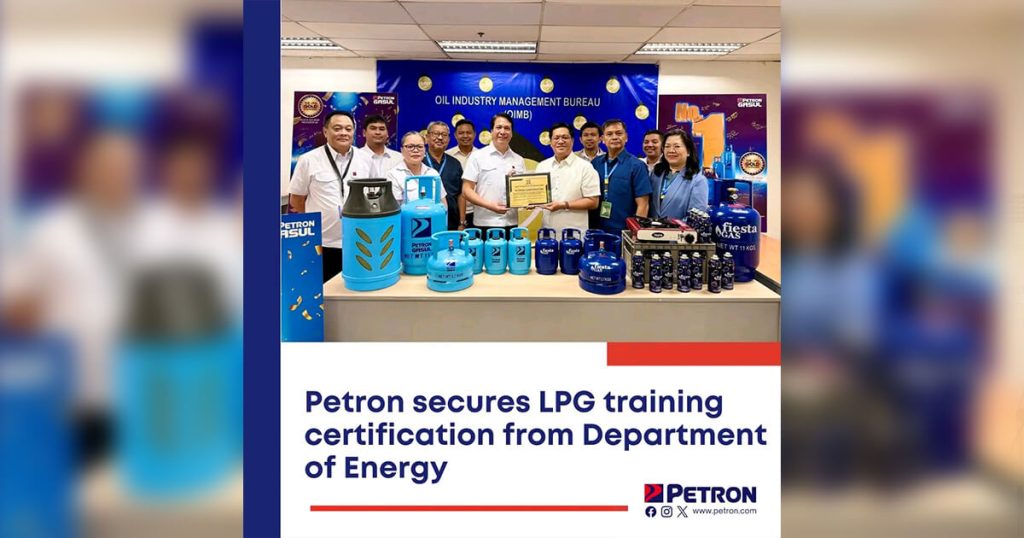 Petron, kinikilalang training institution ng DOE para sa LPG