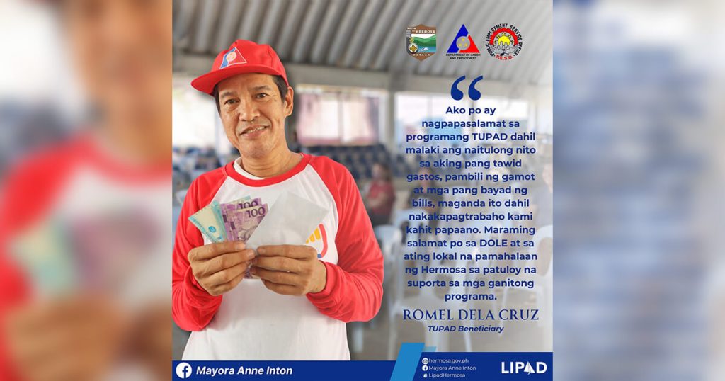 100 benepisyaryo ng TUPAD sa bayan ng Hermosa