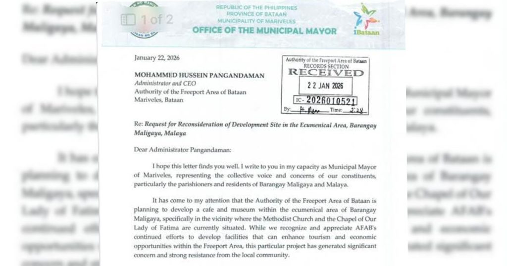 Mayor Concepcion seeks review of café, museum project in Mariveles ecumenical area