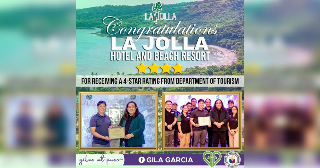 La Jolla Hotel and Beach Resort, nakamit 4-Star Rating mula sa DOT