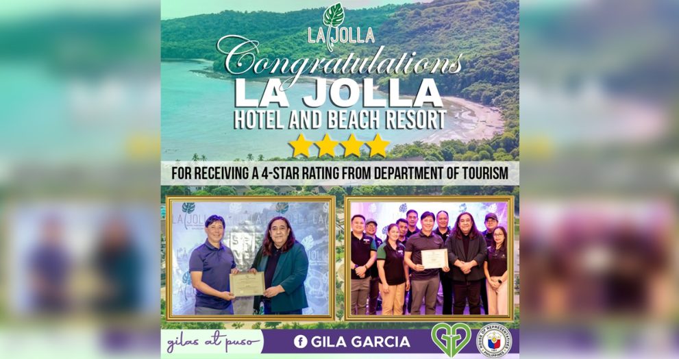 La Jolla Hotel and Beach Resort, nakamit 4-Star Rating mula sa DOT